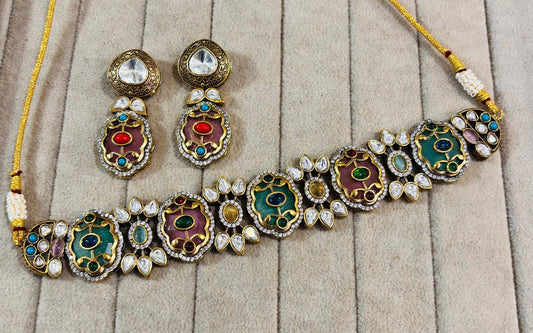 Shailja Multicolor Choker Set with Monalisa Stones