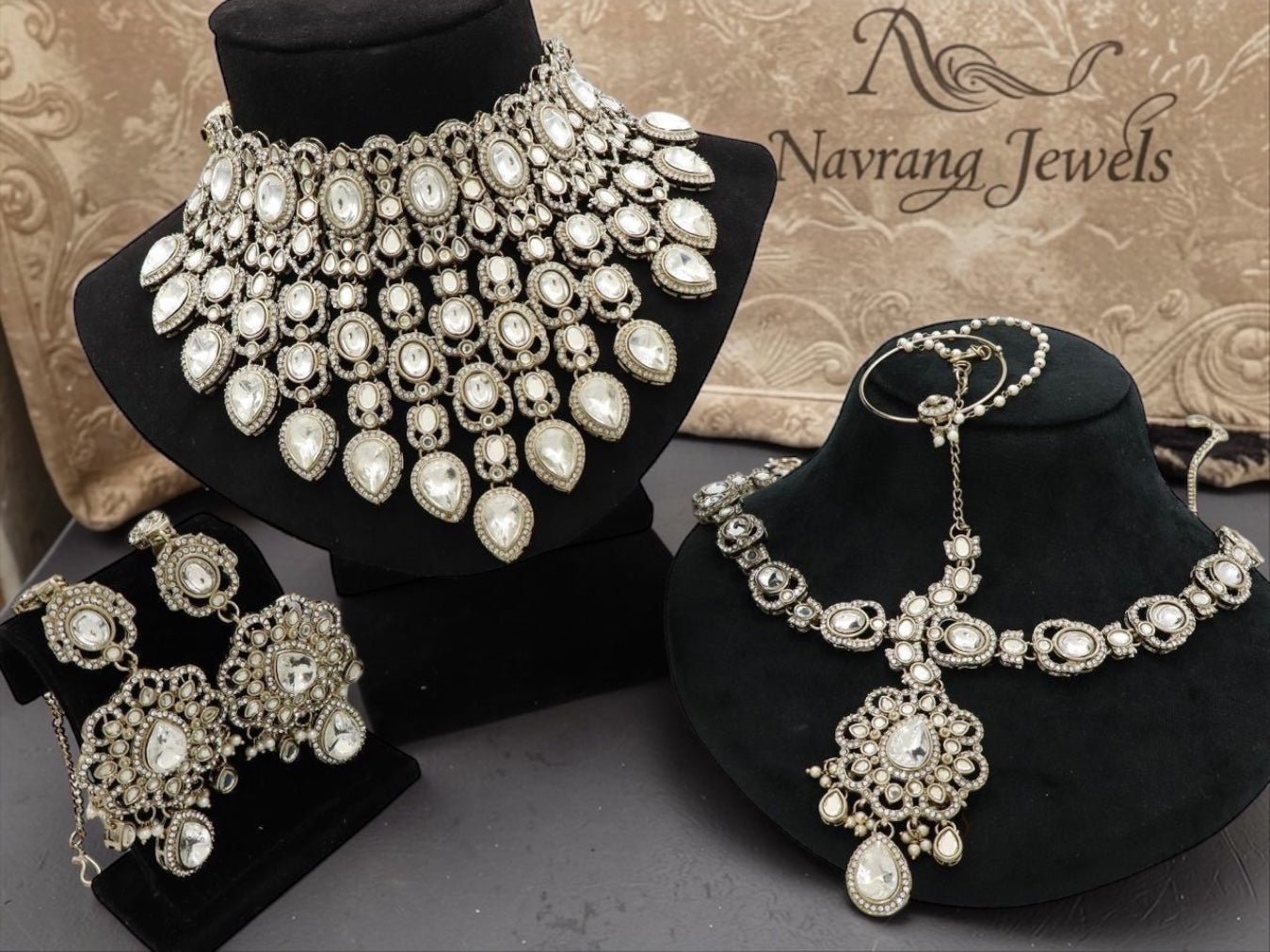 Jasleen Semi Bridal Set By Navrang (White)