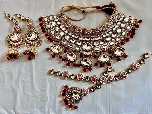 Khushee Bridal Jewellery set by Navrang (Maroon)