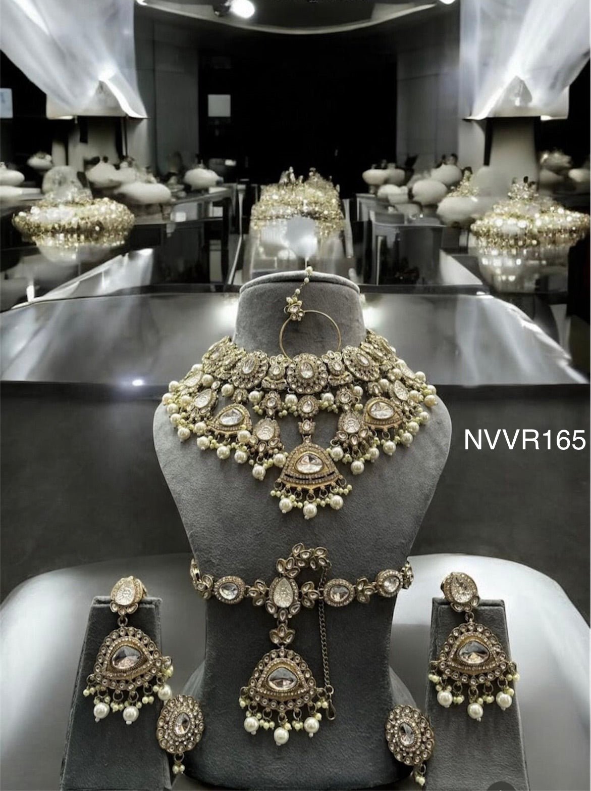 Kanishka Semi Bridal Set by Navrang (White Pearl)