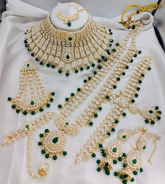 Jasmin Golden Green Full Bridal Set by Navrang