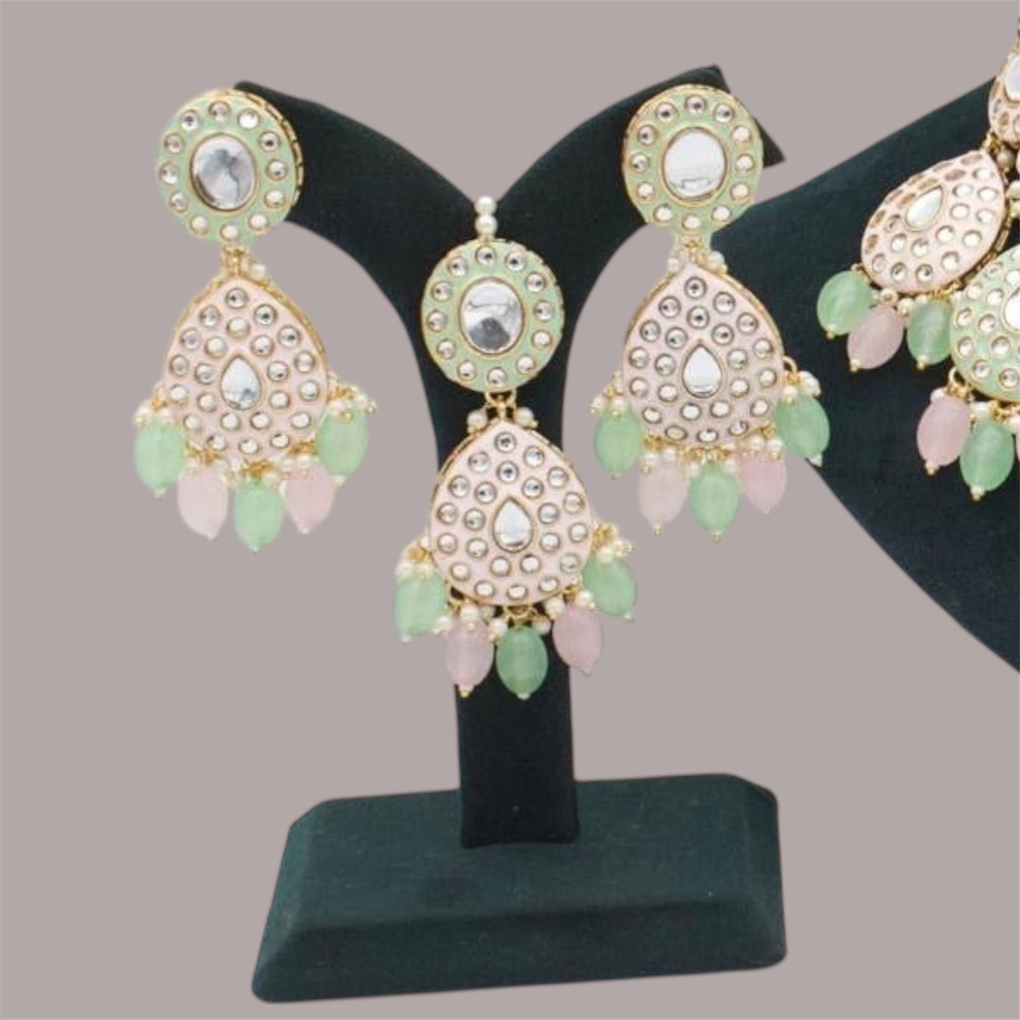 Kashvi Necklace set (Pink and Mint)
