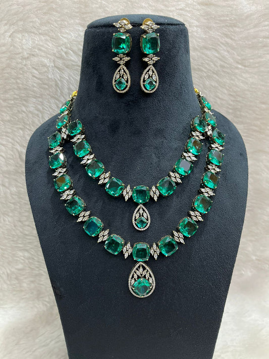 Madelyn Green double layer Neckalce set by Navrang