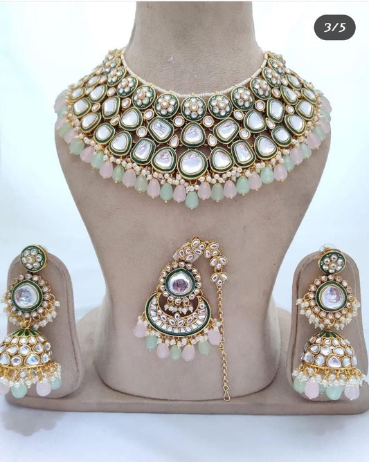 Calista Jewellery Set by Navrang (Pink & Mint)