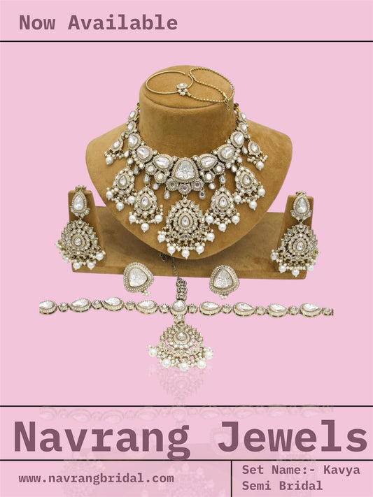 Kavya Semi Bridal Set by Navrang (White)