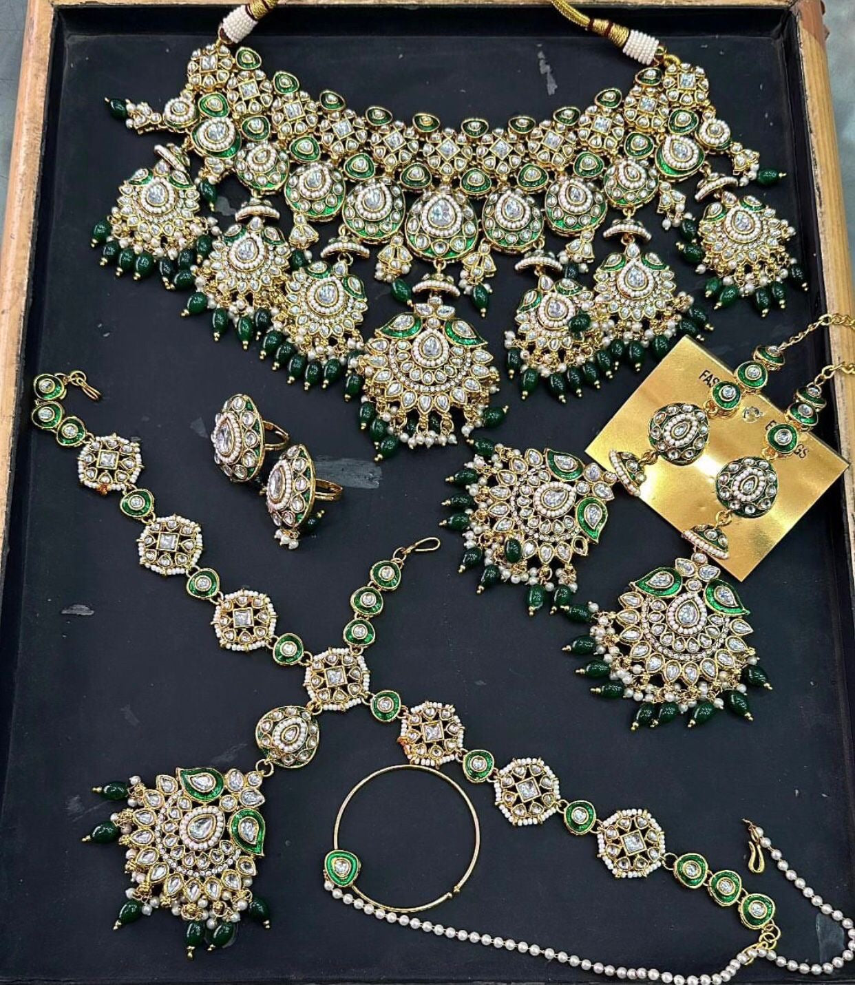 Krisha Bridal Jewellery set by Navrang (Green)