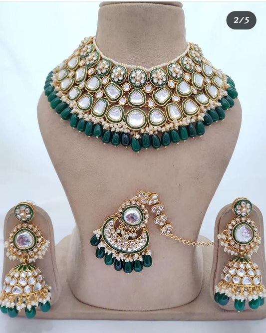 Calista Green Jewellery Set by Navrang