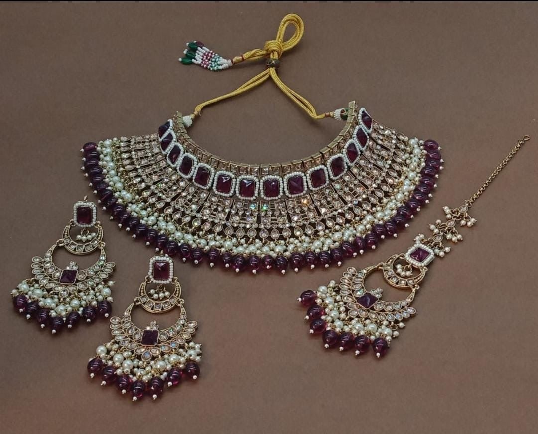 Hazel Maroon Semi Bridal set by Navrang