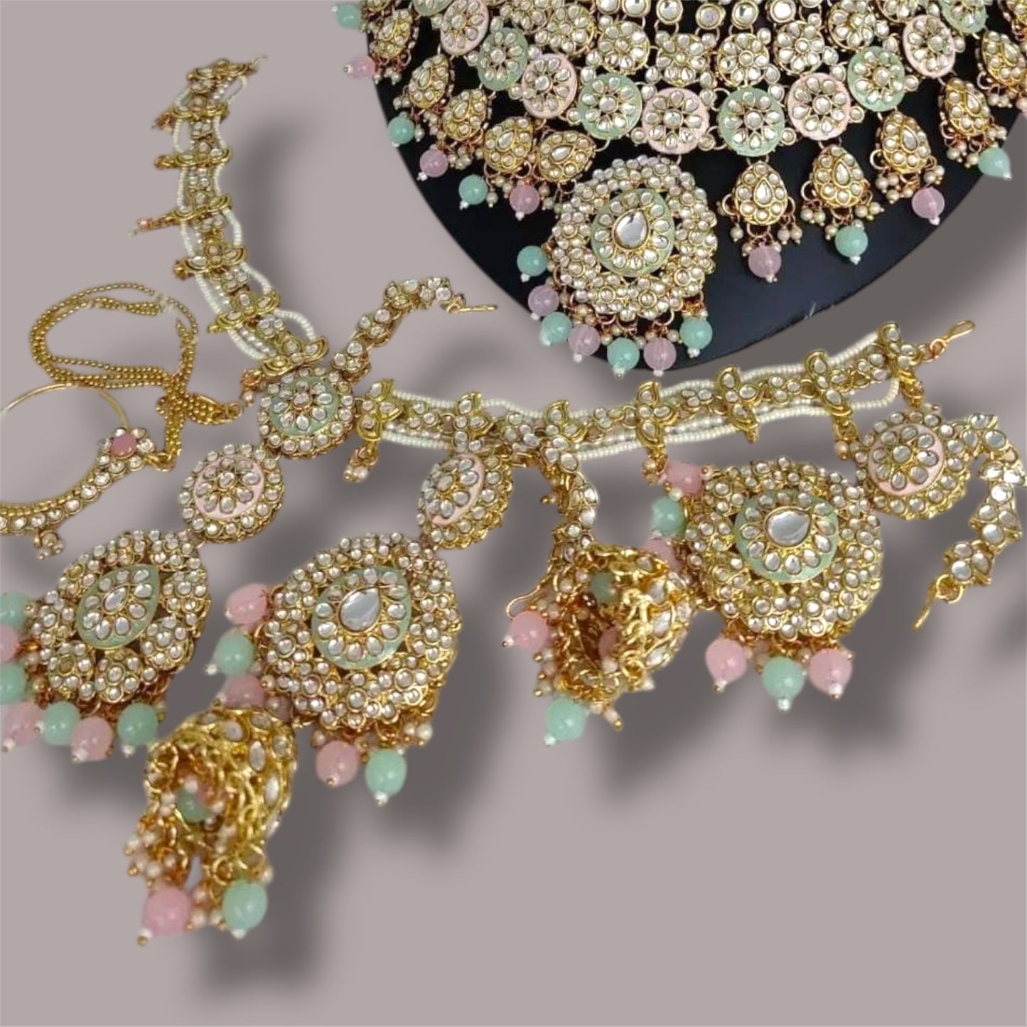 Maharani Bridal Set by Navrang (Pink & Mint)*