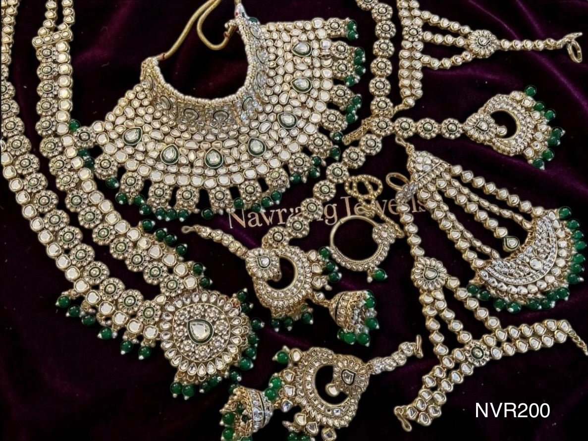 Hetal Full Bridal Jewellery set by Navrang (Green Pearl)