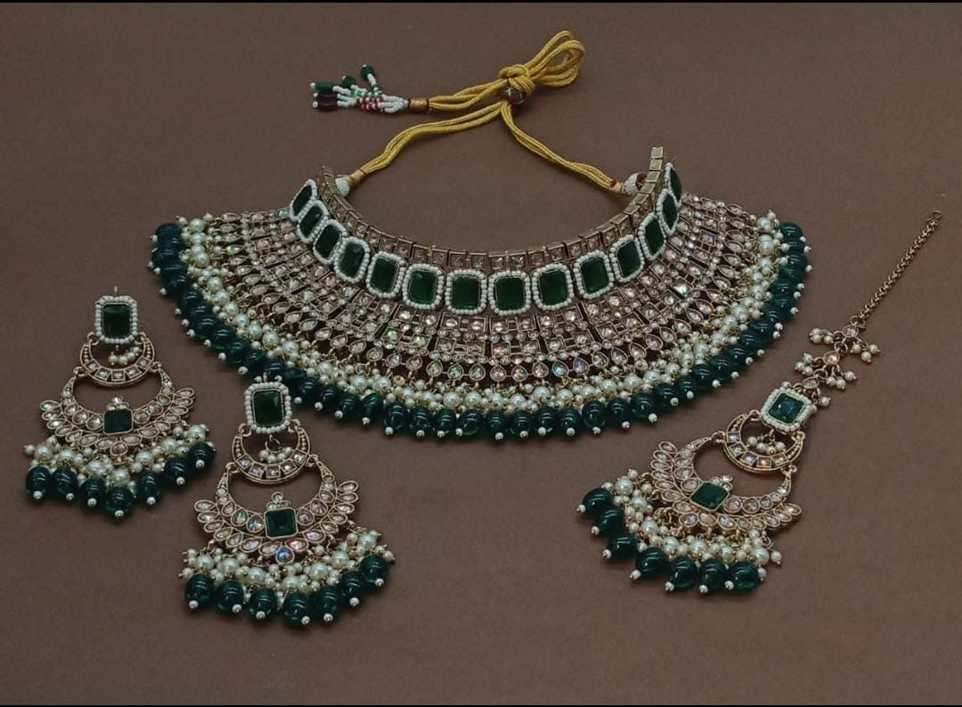 Hazel Semi Bridal set by Navrang (Green)