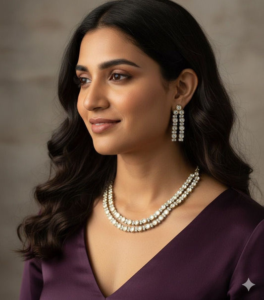 Orah 2 Layer Moissanite Necklace with 2 tone polish