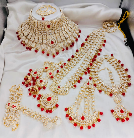 Jasmin Golden Red Full Bridal Set by Navrang