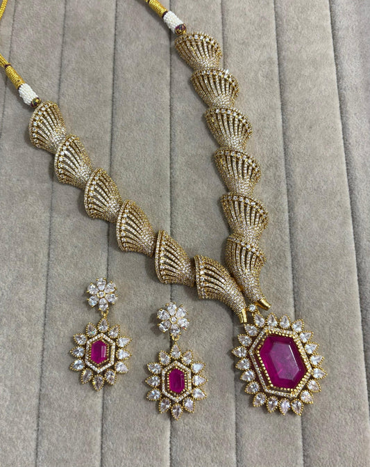 Glamora AD Necklace with doublet stone (Pink)