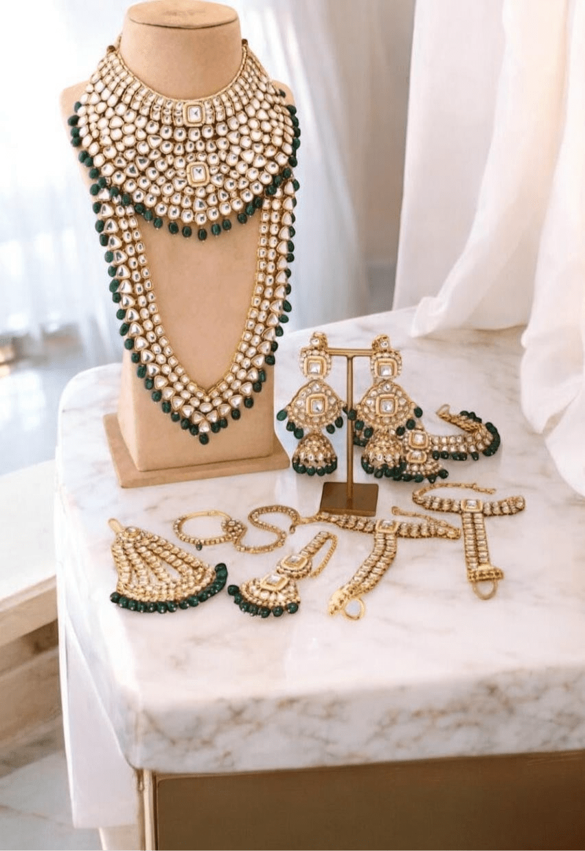 Mansi Full Bridal Jewellery set by Navrang (Green)