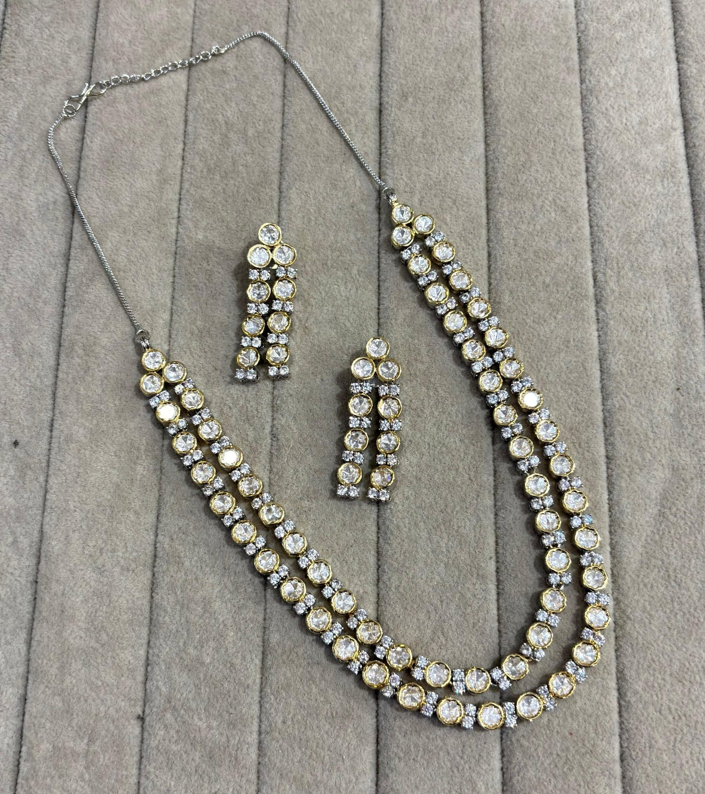 Orah 2 Layer Moissanite Necklace with 2 tone polish