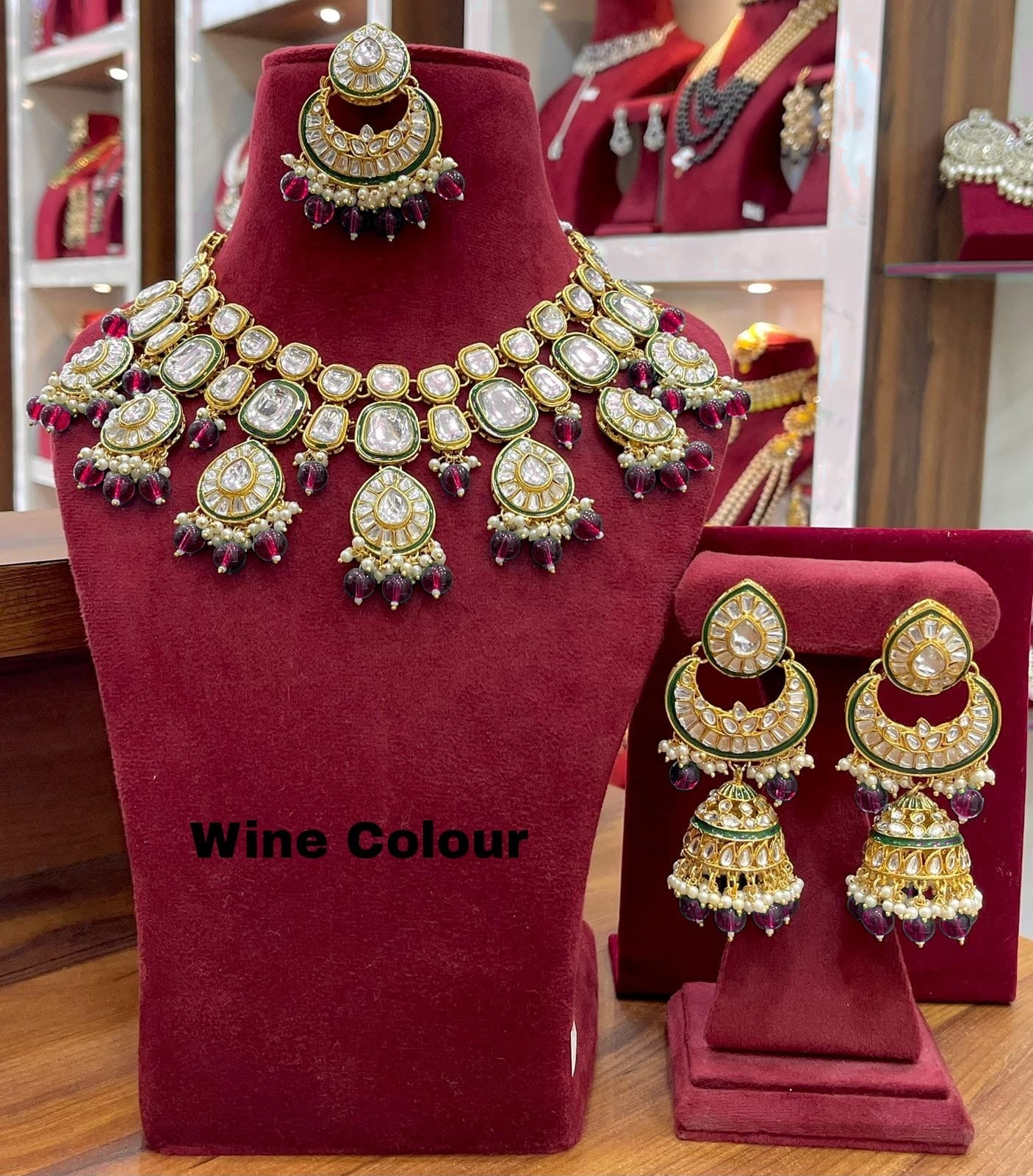 Prima wine Necklace set by Navrang