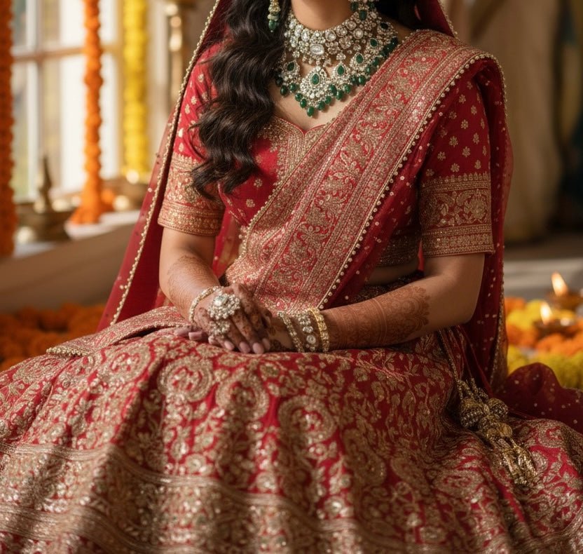 Geetika Semi Bridal Set by Navrang (Green)