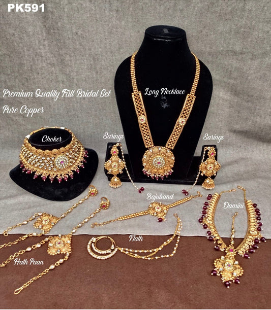 Yashswani Golden Full Bridal Jewellery set by Navrang (Pure Copper)