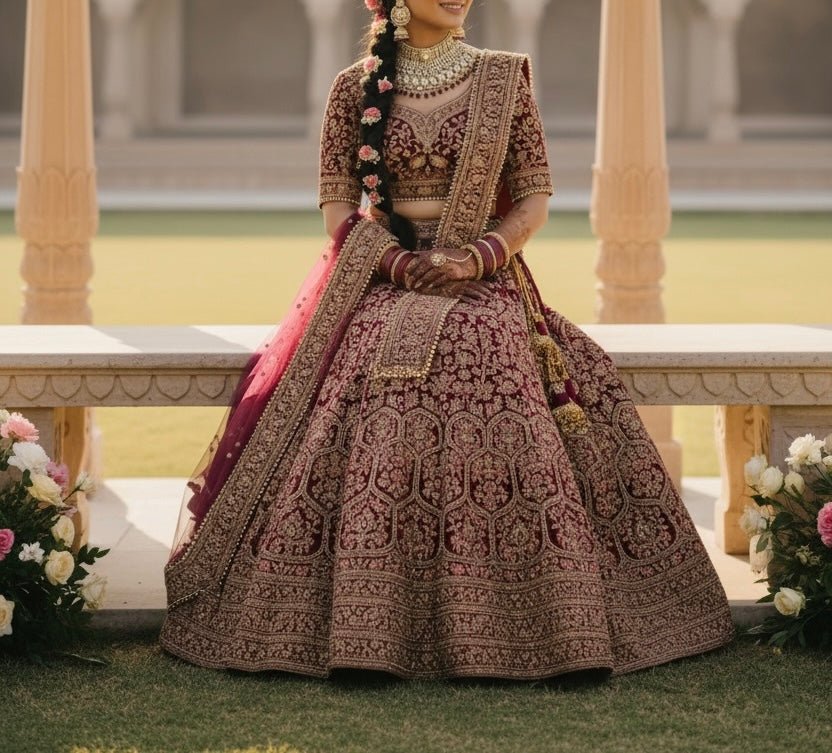 Lasya Golden Semi Bridal set By Navrang (Red)