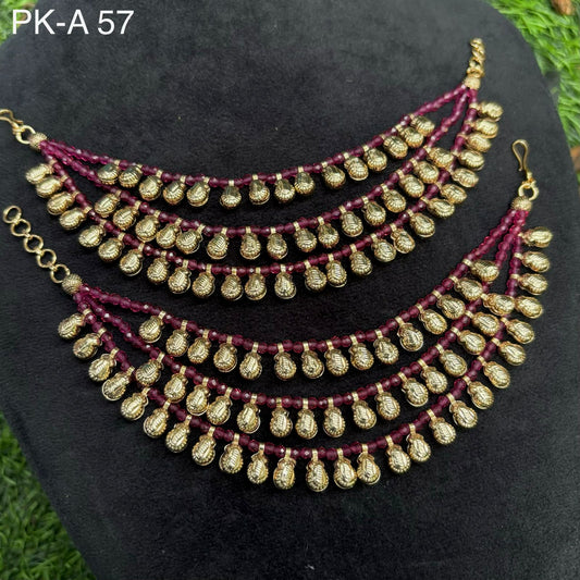 Maharani Golden Purple Ear Chain by Navrang