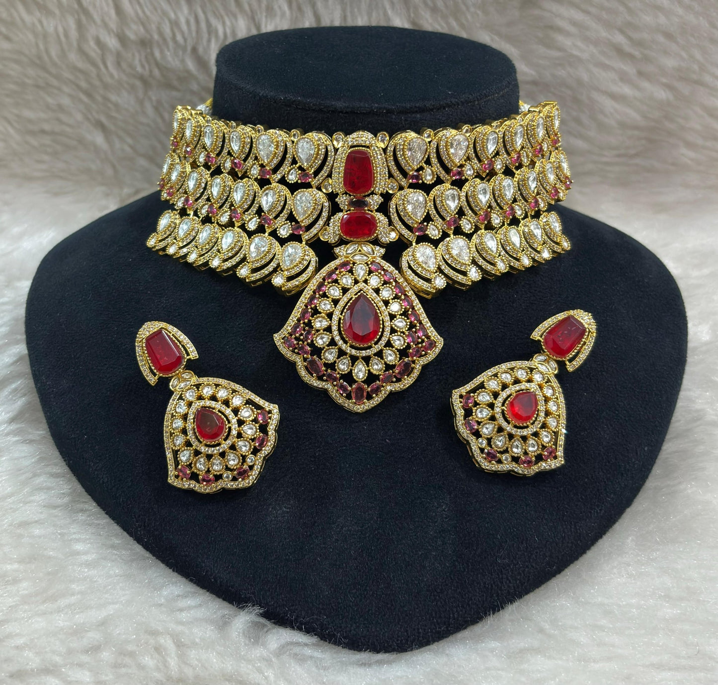 Niyati Bridal Choker Set with Moissanite,  Polki and Doublet Stone