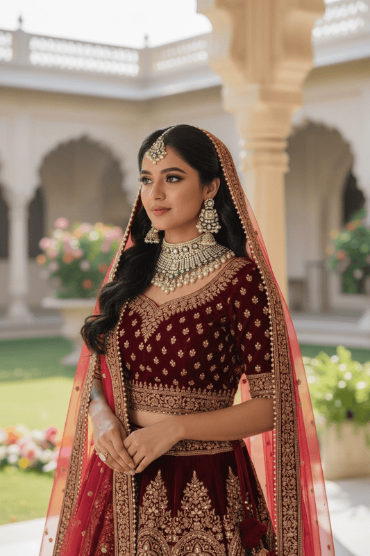 Golden White Amelia  Semi Bridal Jewellery set by Navrang