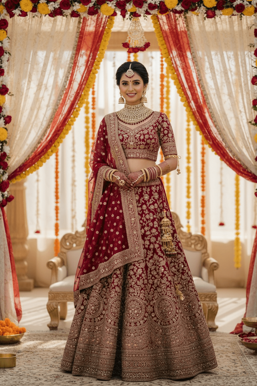 Aura Maroon Bridal Jewellery set by Navrang