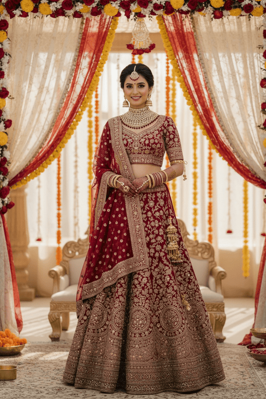 Aura Maroon Bridal Jewellery set by Navrang