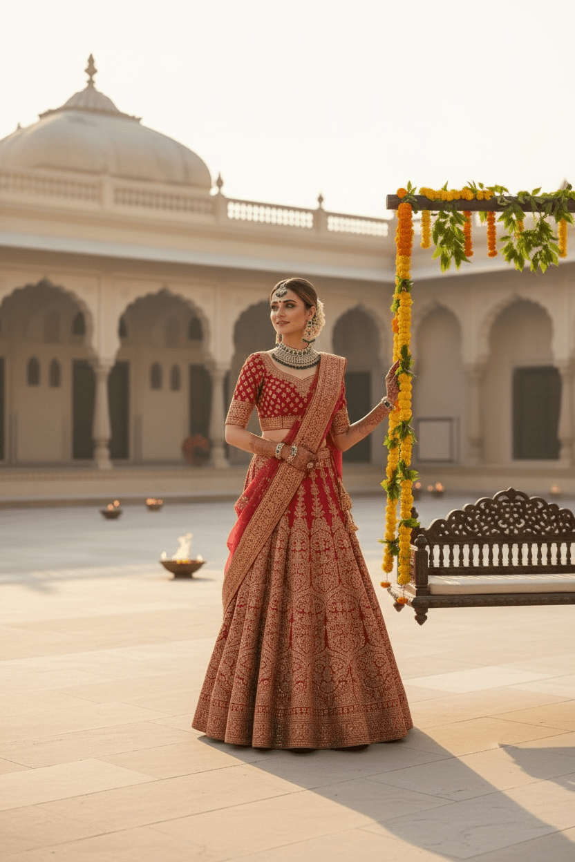 Hazel Semi Bridal set by Navrang (Green)