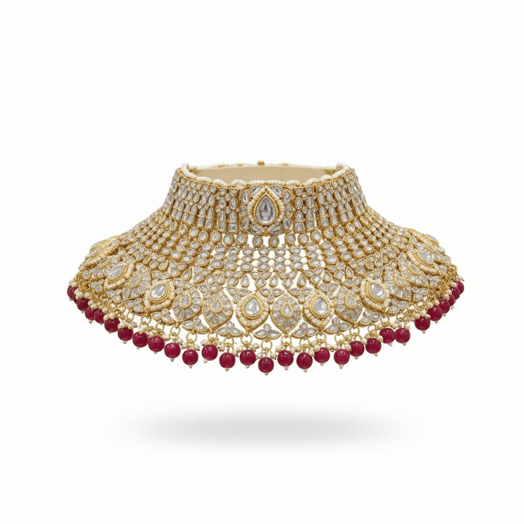 Lasya Golden Semi Bridal set By Navrang (Red)