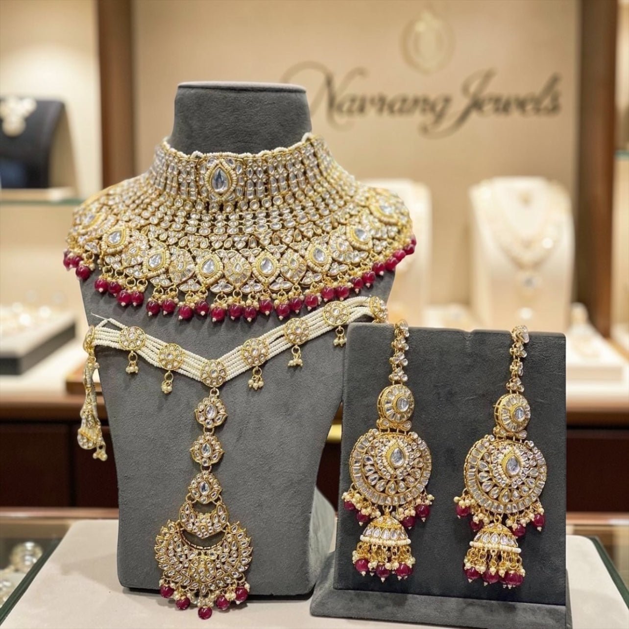 Lasya Golden Semi Bridal set By Navrang (Red)