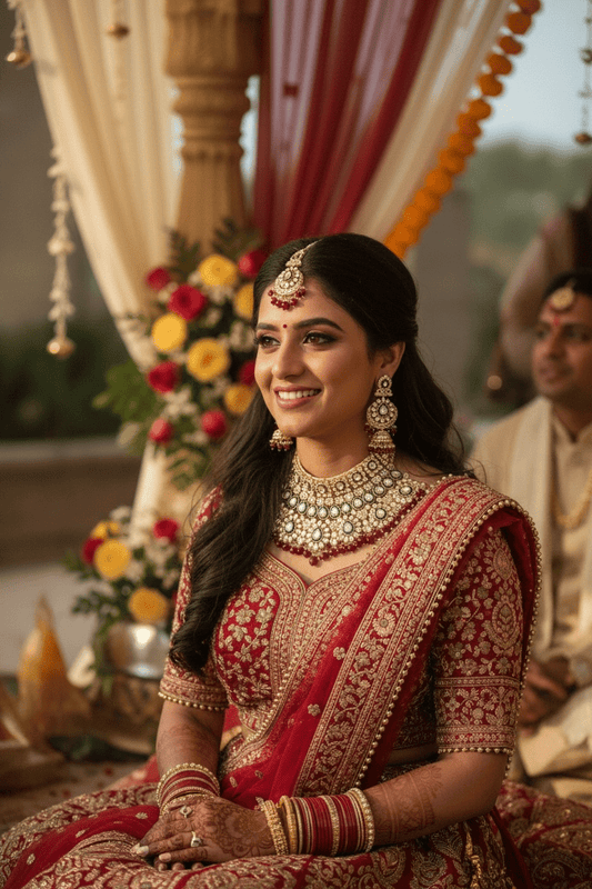 Princess Maroon Bridal Set by Navrang