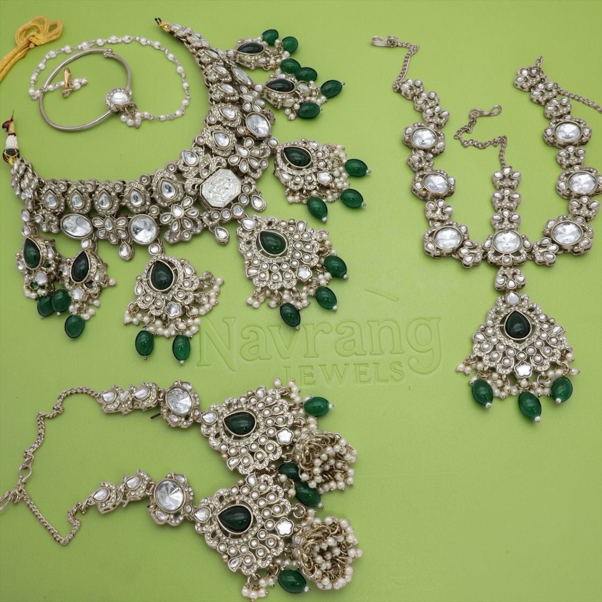 Geetika Semi Bridal Set by Navrang (Green)