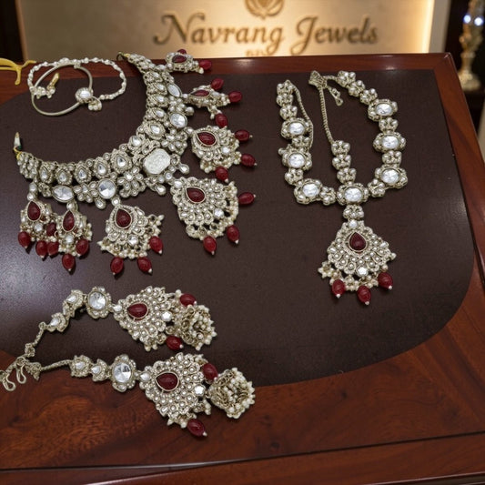 Geetika Semi Bridal Set by Navrang (Maroon)
