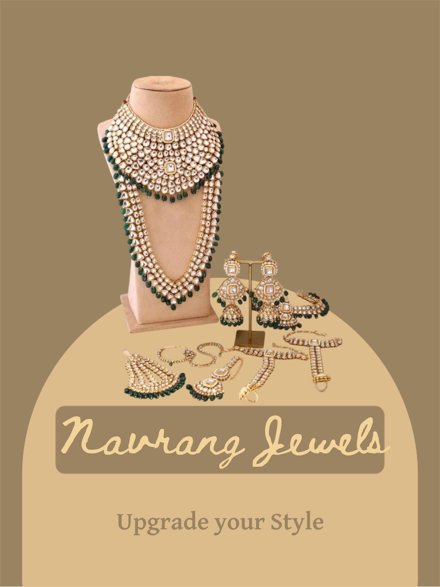 Mansi Full Bridal Jewellery set by Navrang (Green)