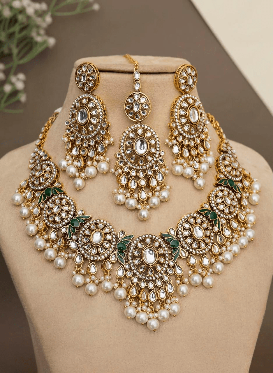 Debolina Necklace set by Navrang (White)