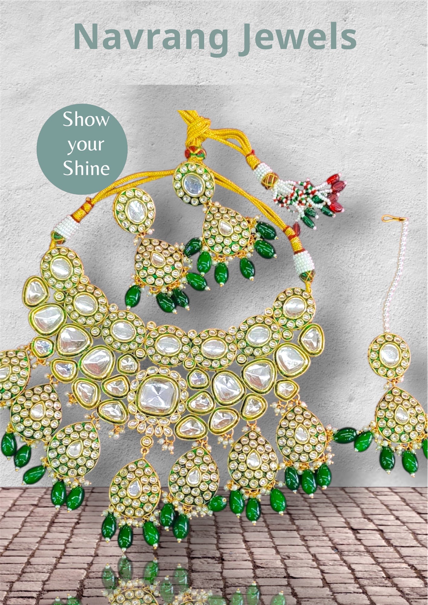 Emery Necklace set by Navrang (Green)