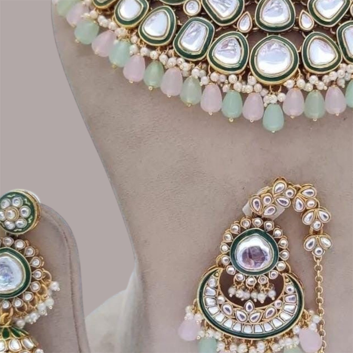 Calista Jewellery Set by Navrang (Pink & Mint)