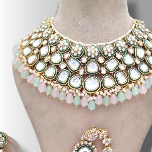 Calista Jewellery Set by Navrang (Pink & Mint)