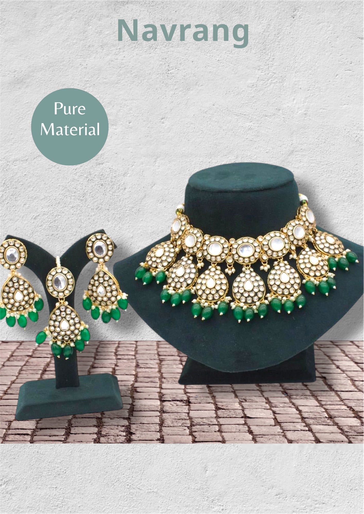 Kashvi Necklace set (Green)