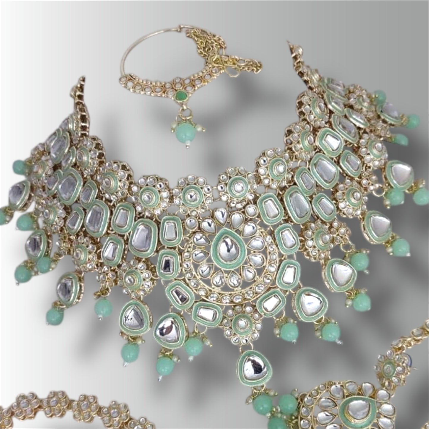 Naveli Semi Bridal set by Navrang (Mint)