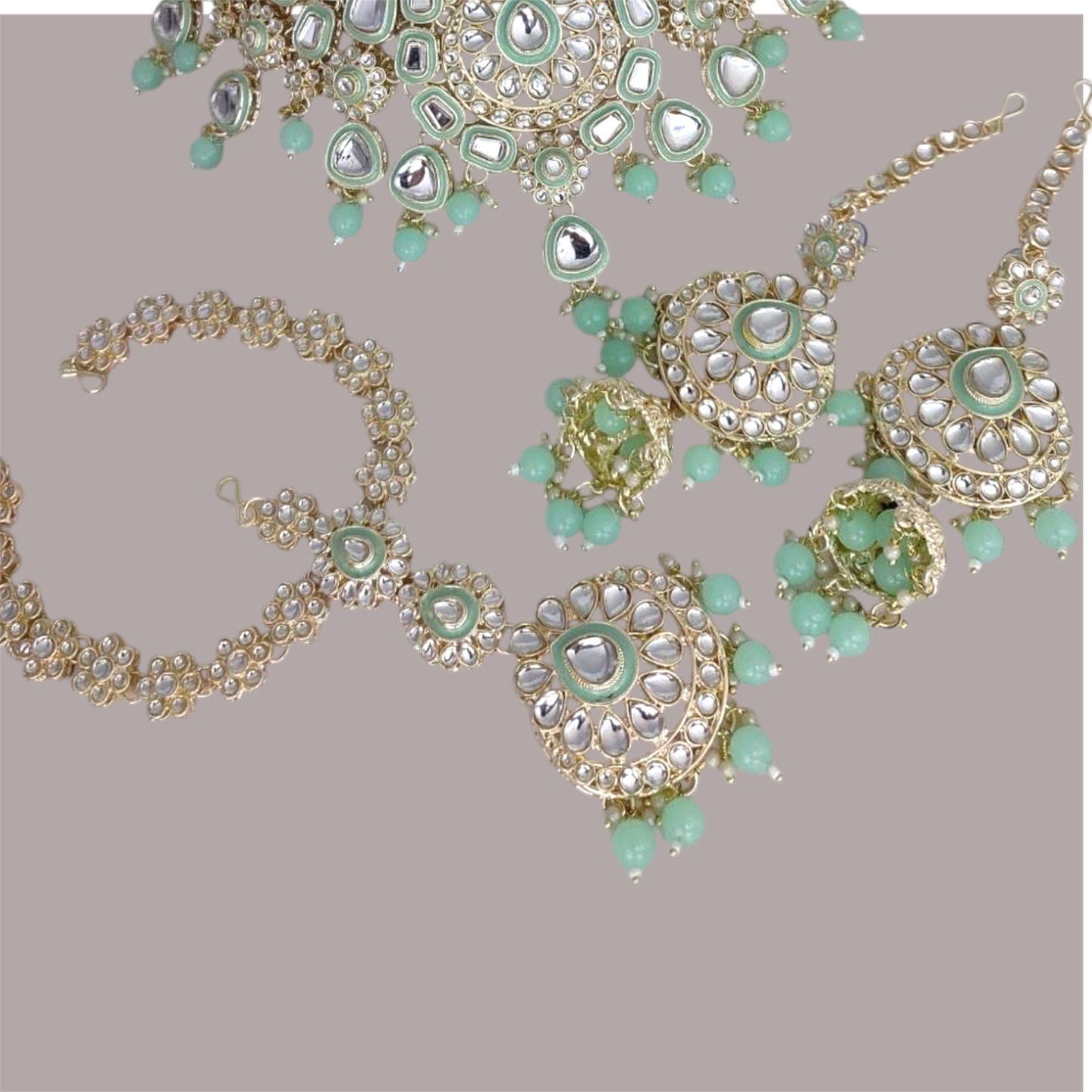 Naveli Semi Bridal set by Navrang (Mint)
