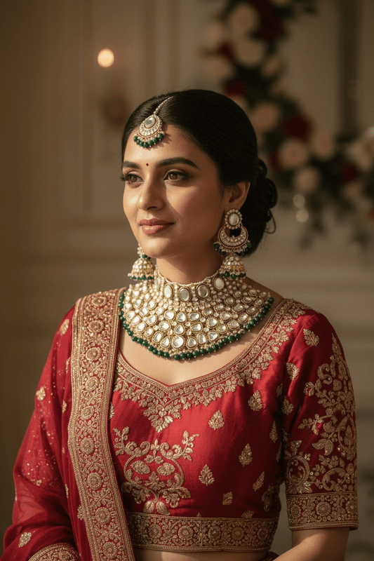 Meera Semi Bridal set By Navrang (Green)