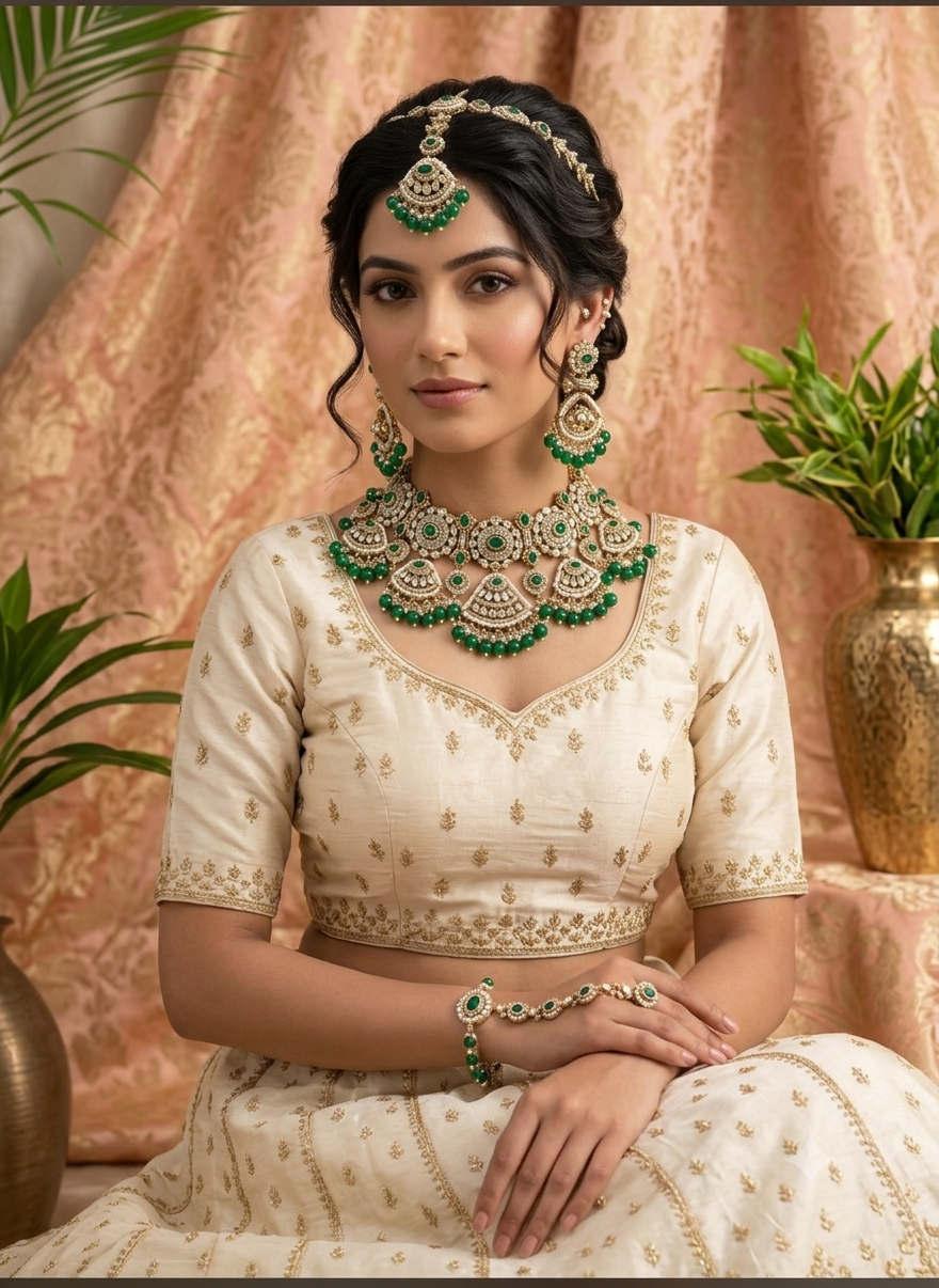 Avyanna Bridal Jewellery set by Navrang (Green)